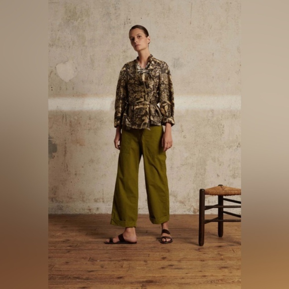 Soeur Thabor Olive Green Cotton Trousers Size 36‎ Straight Leg French Brand